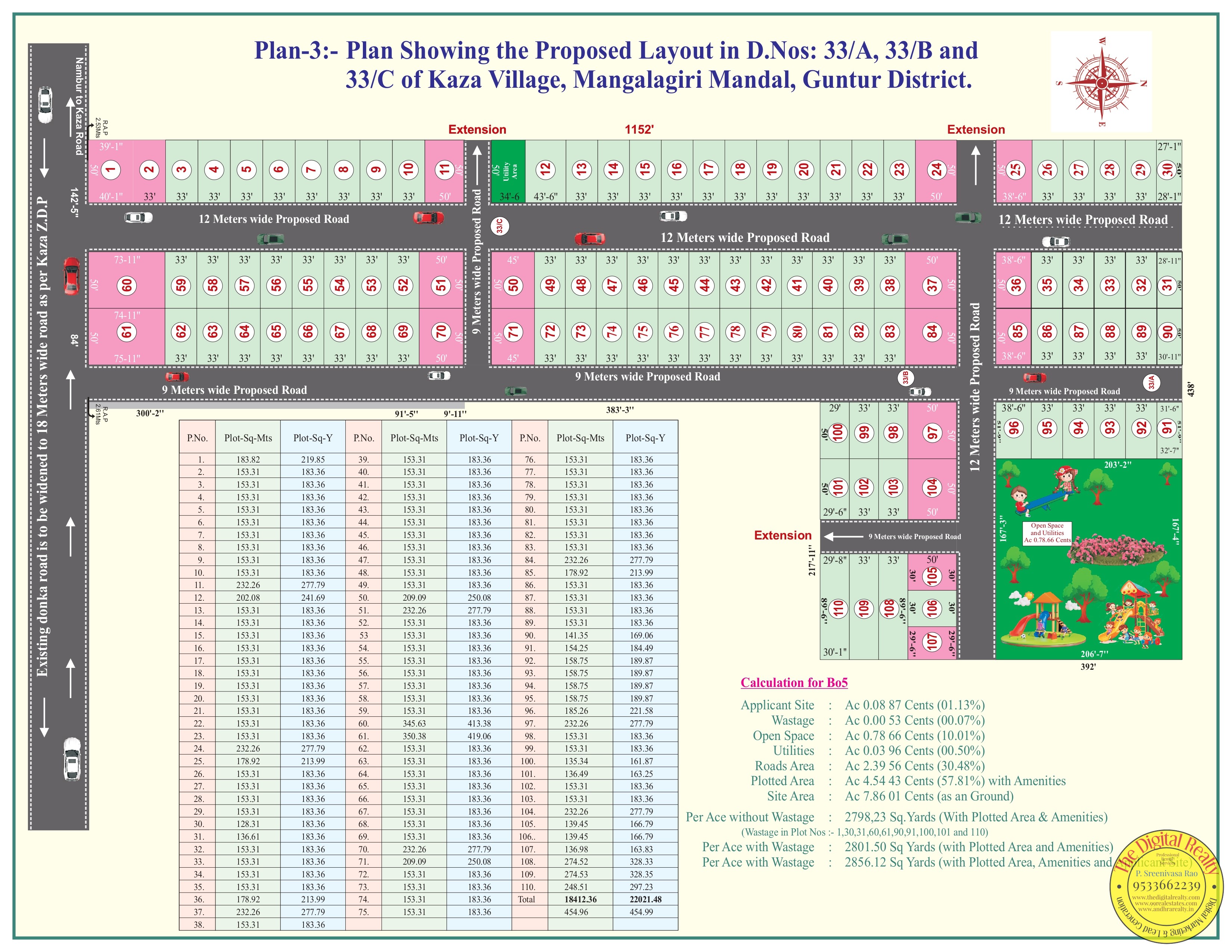 CRDA Approved Open Plots in Kaza – Paradise by Karthikeya Reality