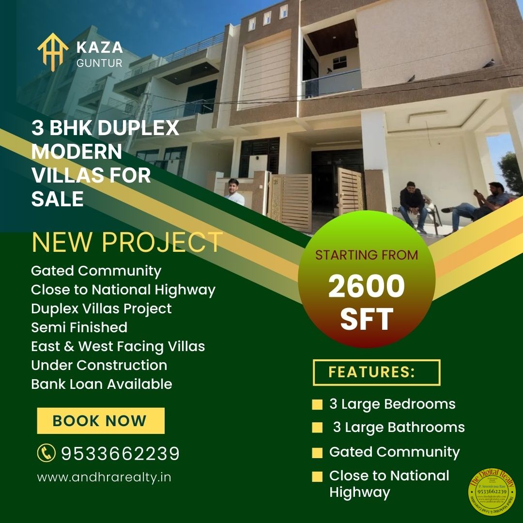 Modern Villas For Sale in Kaza, Amaravathi