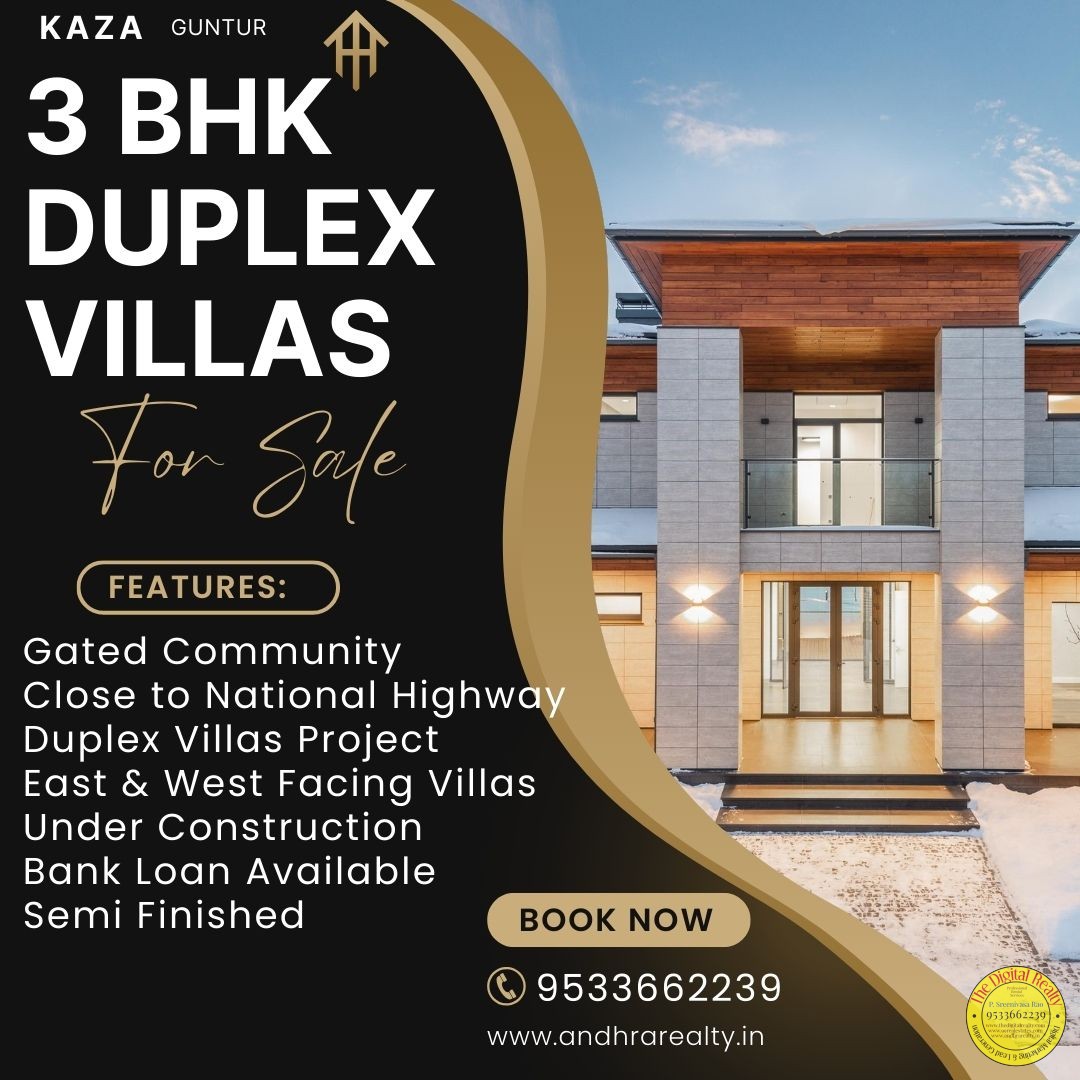 3 BHK Duplex Villas For Sale in Kaza, Guntur