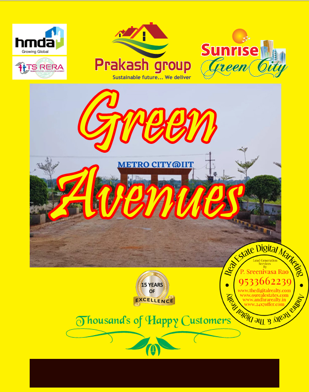 Plots  in Hyderabad Mumbai Highway - Prakash group-Green Avenue-IIT Kandi