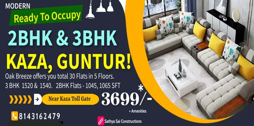 2BHK & 3BHK  Flat for sale in Oak Breeze, Kaja, guntur