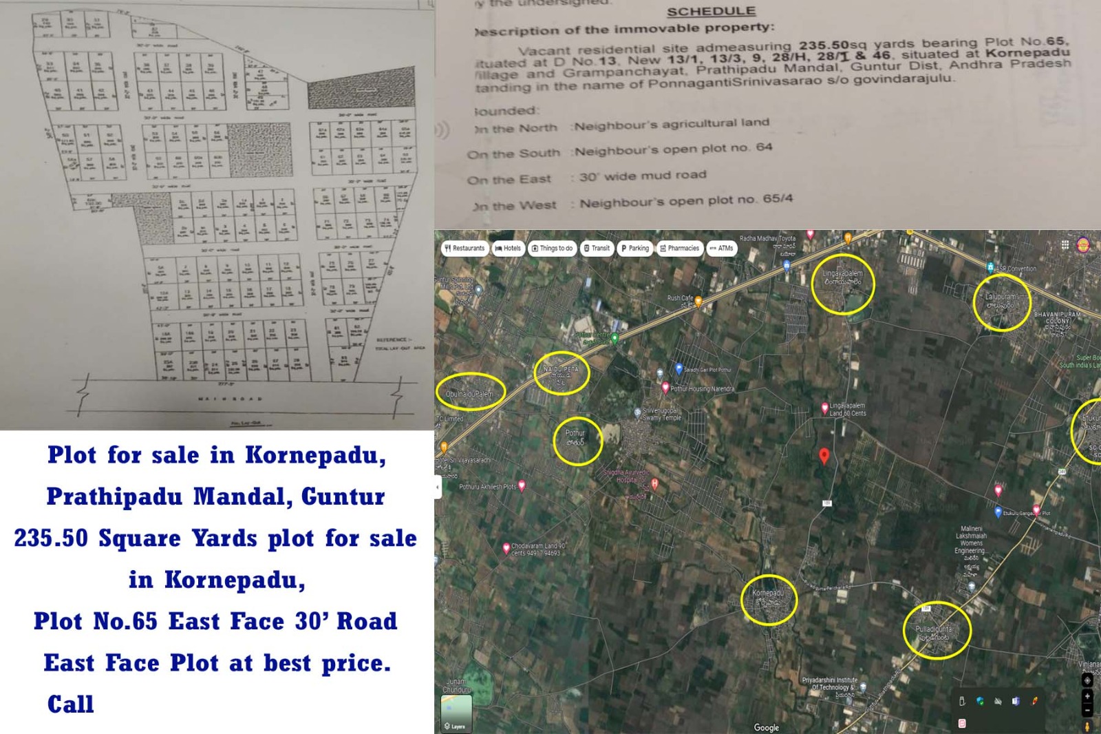 Plot for sale in Kornepadu Prathipadu, Guntur