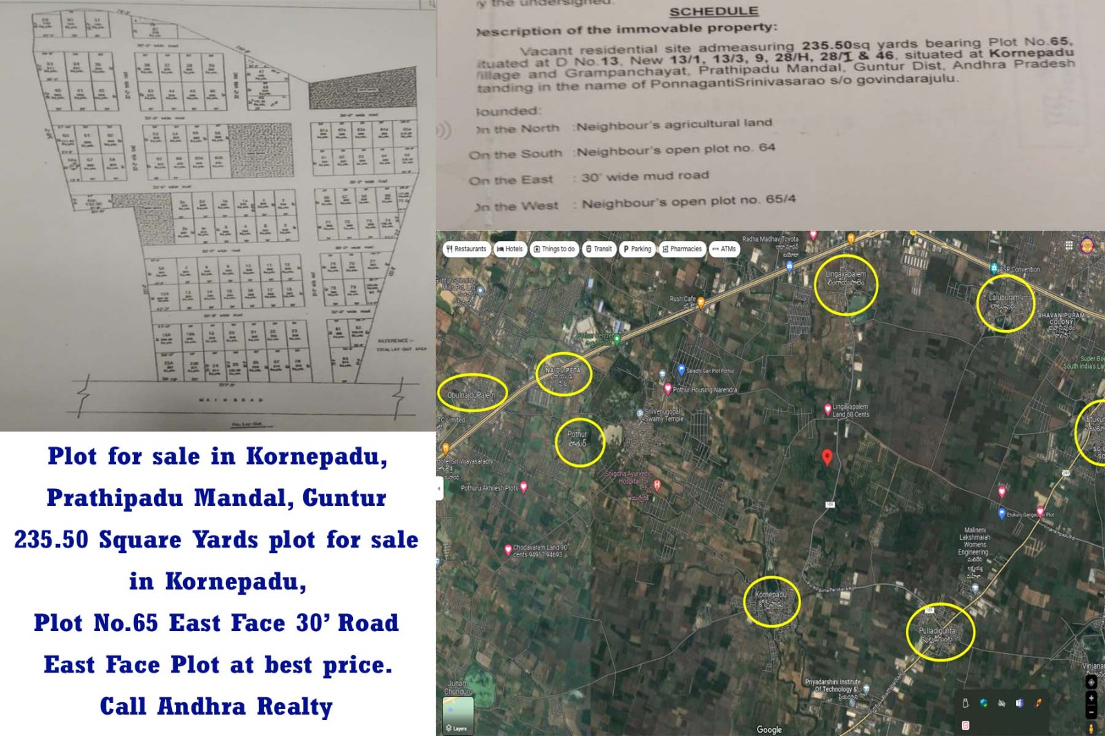 Plot for sale in Kornepadu Prathipadu, Guntur