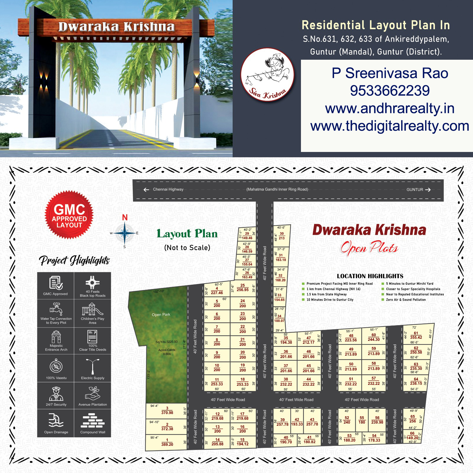 Plots in Guntur, Ankireddypalem-Dwaraka Krishna