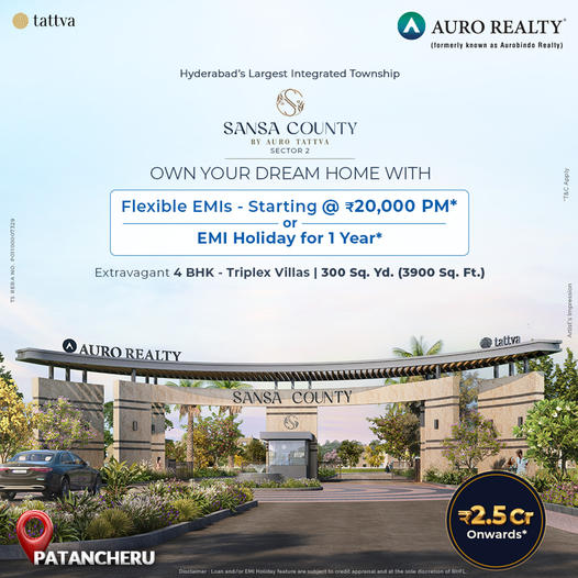 Sansa County - Auro Realty - Triplex Villas in Patancheru